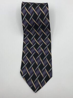 Honors Men's 100% Silk Purple Black 4" X 57" Tie Made In U.S.A.